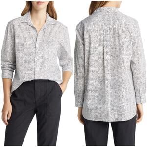 Frank & Eileen NWOT Joedy Mini Heart Button Up Linen Shirt Size S Long Sleeve